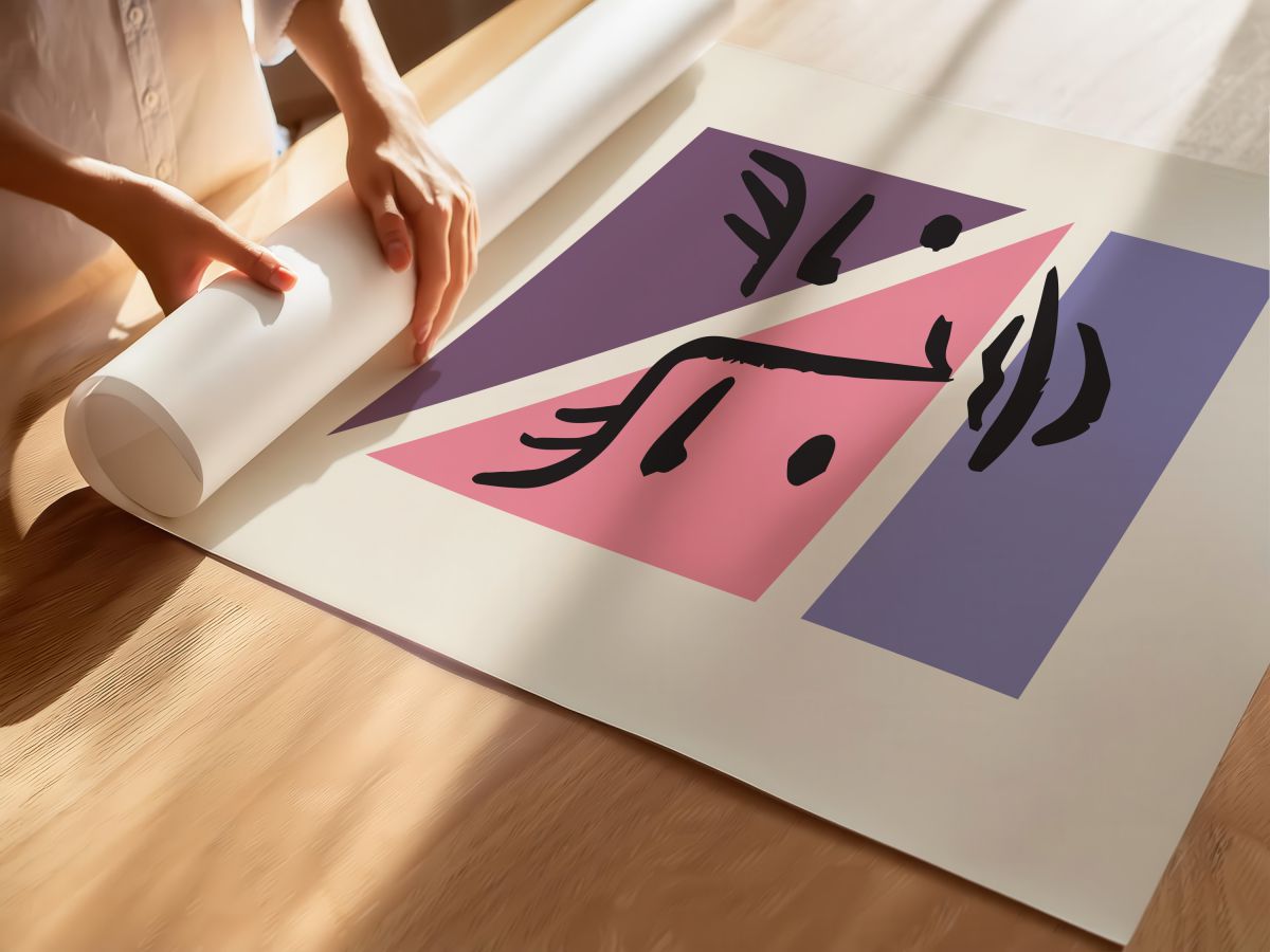 Mor ve Pembe Çapraz Bölmeli Yüz, rulo yapılmış çerçevesiz poster