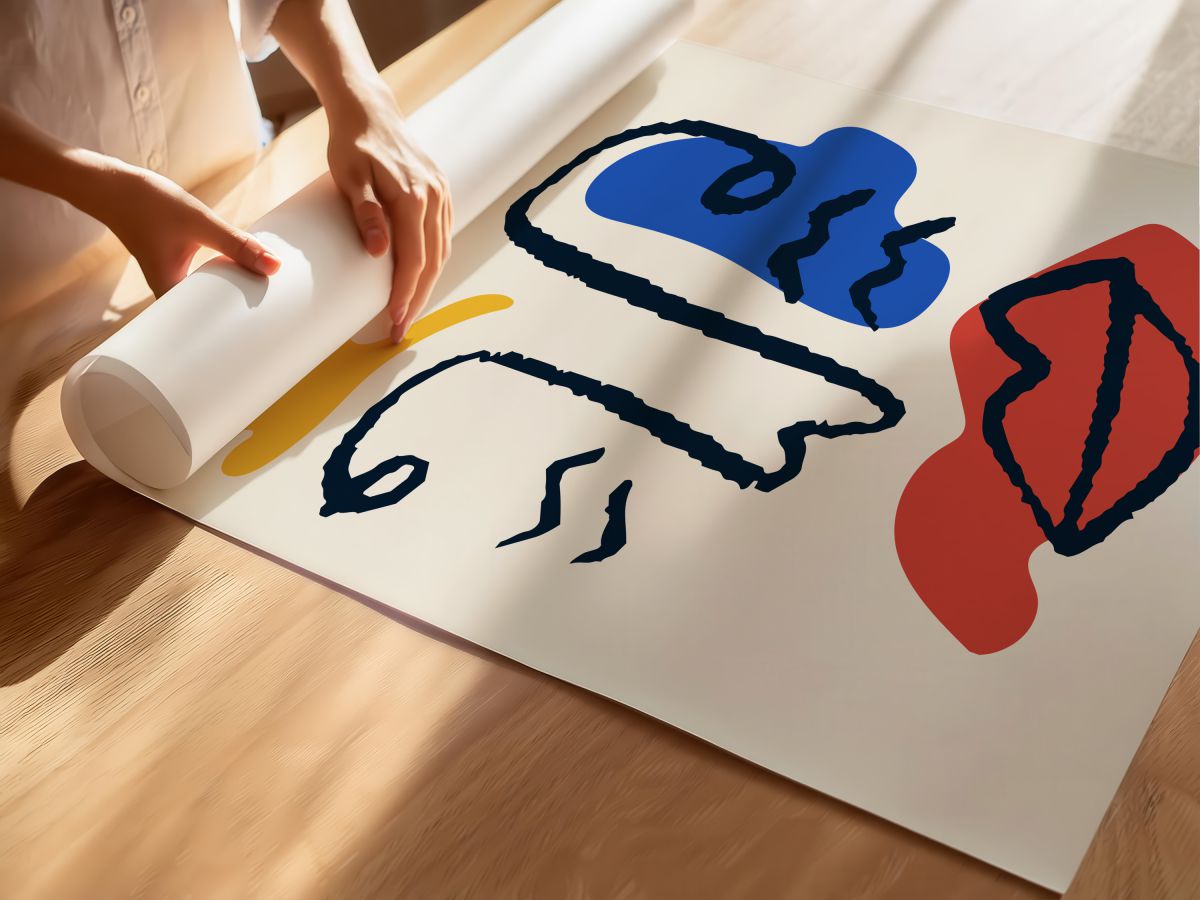 Mavi ve Sarı Saçlı Çizgi Yüz, rulo yapılmış çerçevesiz poster