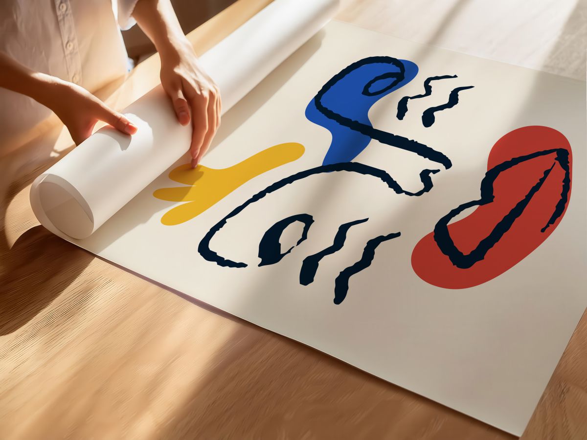 Sarı Saçlı Dalgalı Çizgi Yüz, rulo yapılmış çerçevesiz poster