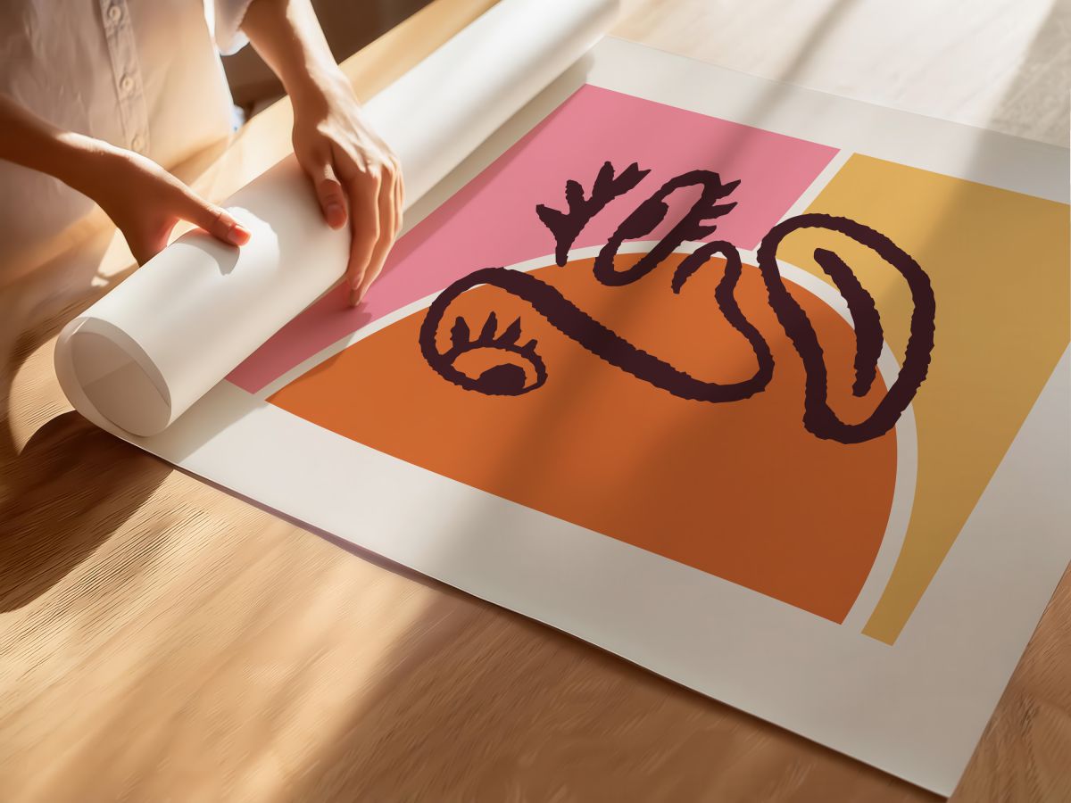 Turuncu ve Sarı Bloklu Profil, rulo yapılmış çerçevesiz poster