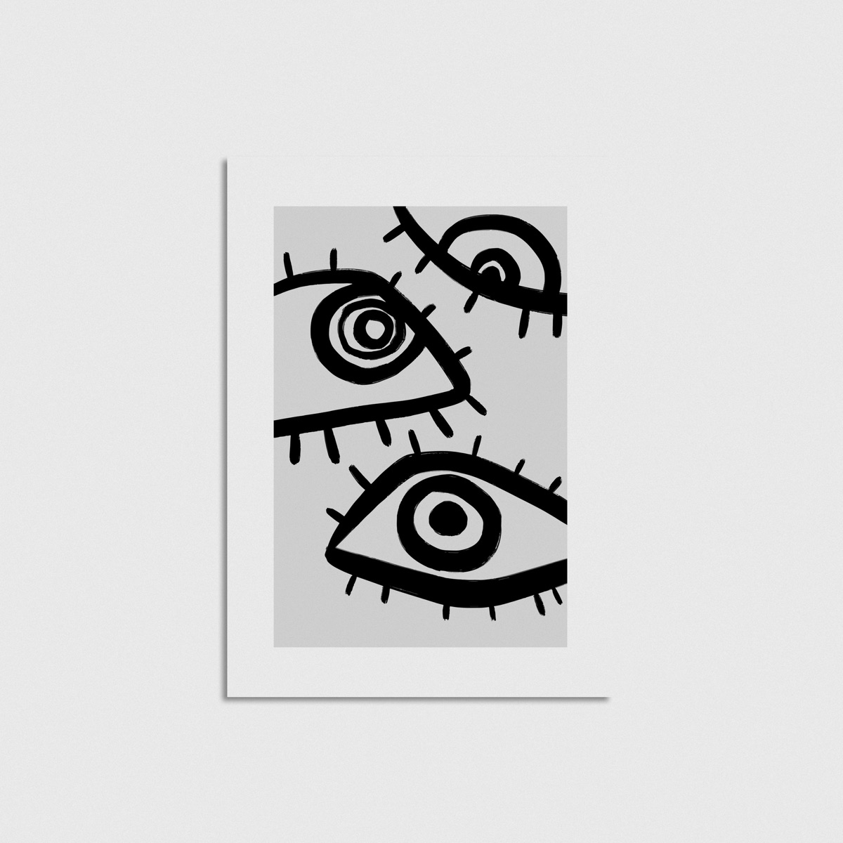 Siyah Beyaz Göz Deseni line art posteri, çerçevesiz poster
