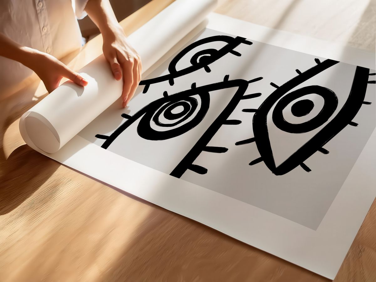 Siyah Beyaz Göz Deseni, rulo yapılmış çerçevesiz poster