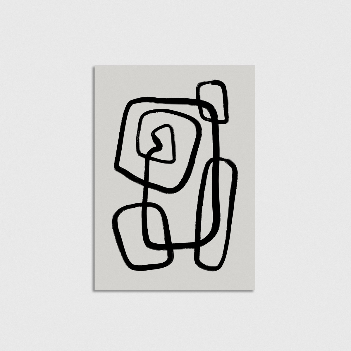 Siyah Tek Çizgi Soyut Form line art posteri, çerçevesiz poster