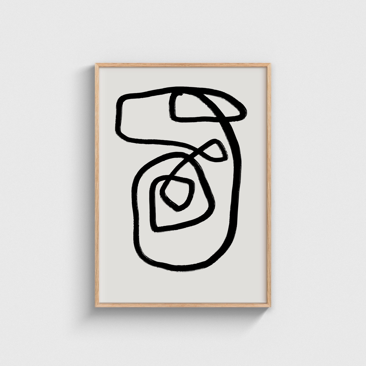 Siyah Spiral Tek Çizgi line art posteri, ahşap çerçeveli tablo