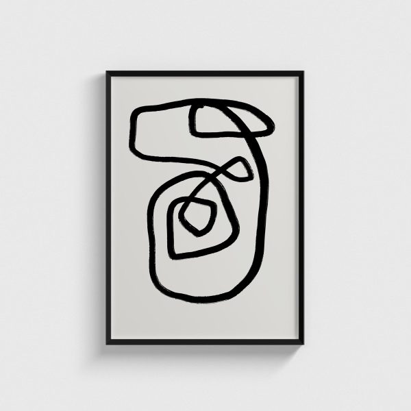 Siyah Spiral Tek Çizgi line art posteri, siyah çerçeveli tablo