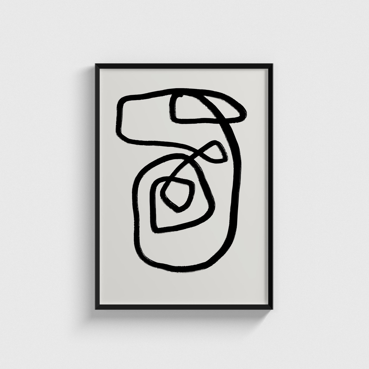 Siyah Spiral Tek Çizgi line art posteri, siyah çerçeveli tablo