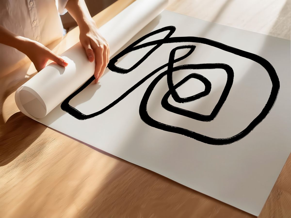 Siyah Spiral Tek Çizgi, rulo yapılmış çerçevesiz poster