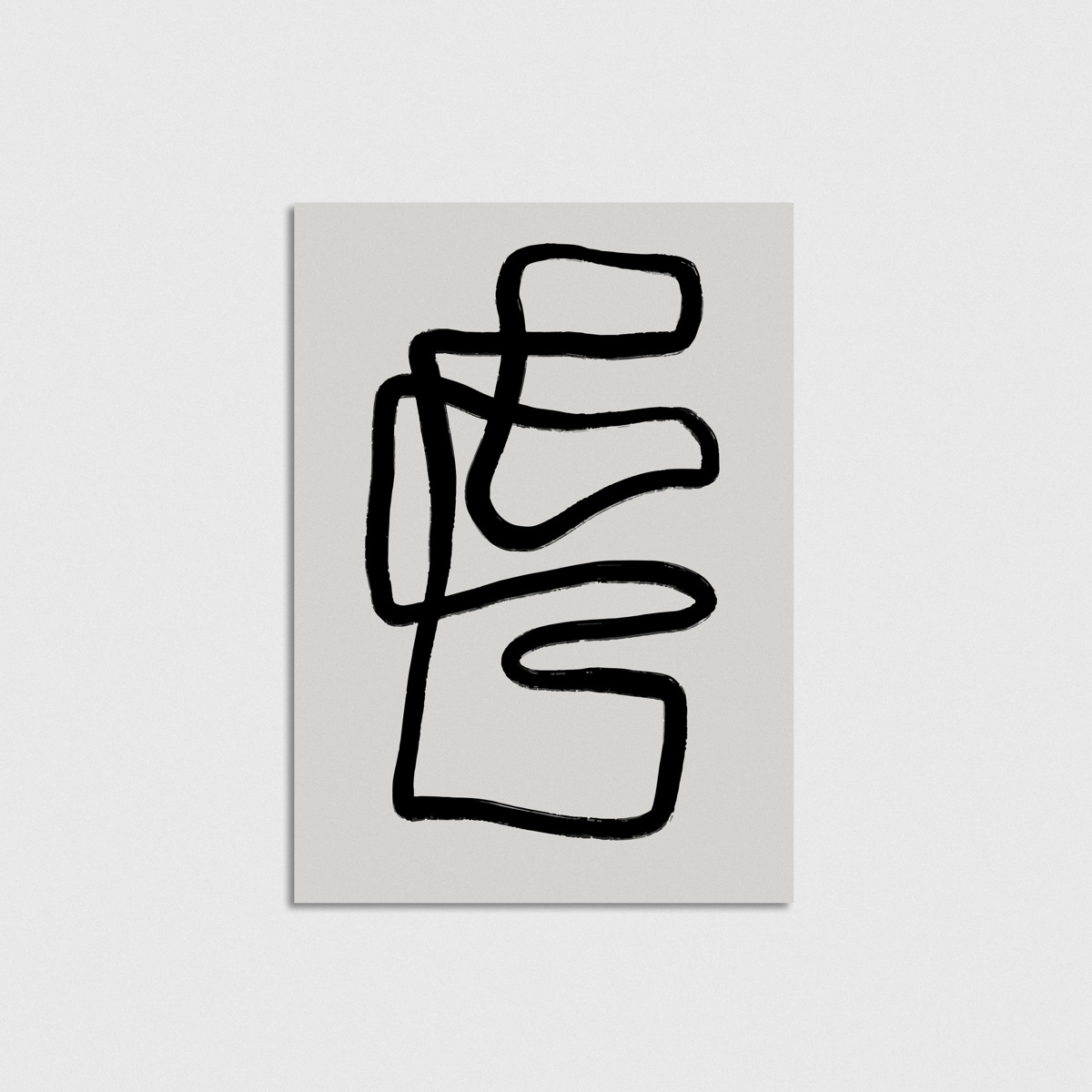 Siyah Dikdörtgen Tek Çizgi line art posteri, çerçevesiz poster