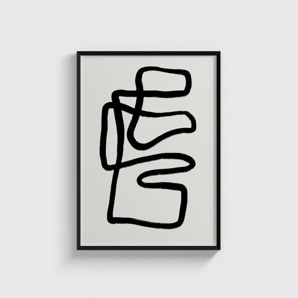 Siyah Dikdörtgen Tek Çizgi line art posteri, siyah çerçeveli tablo