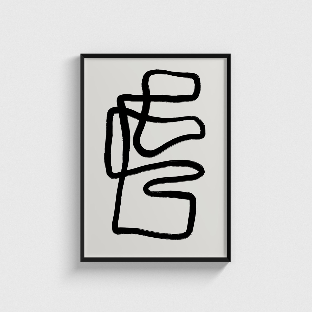 Siyah Dikdörtgen Tek Çizgi line art posteri, siyah çerçeveli tablo