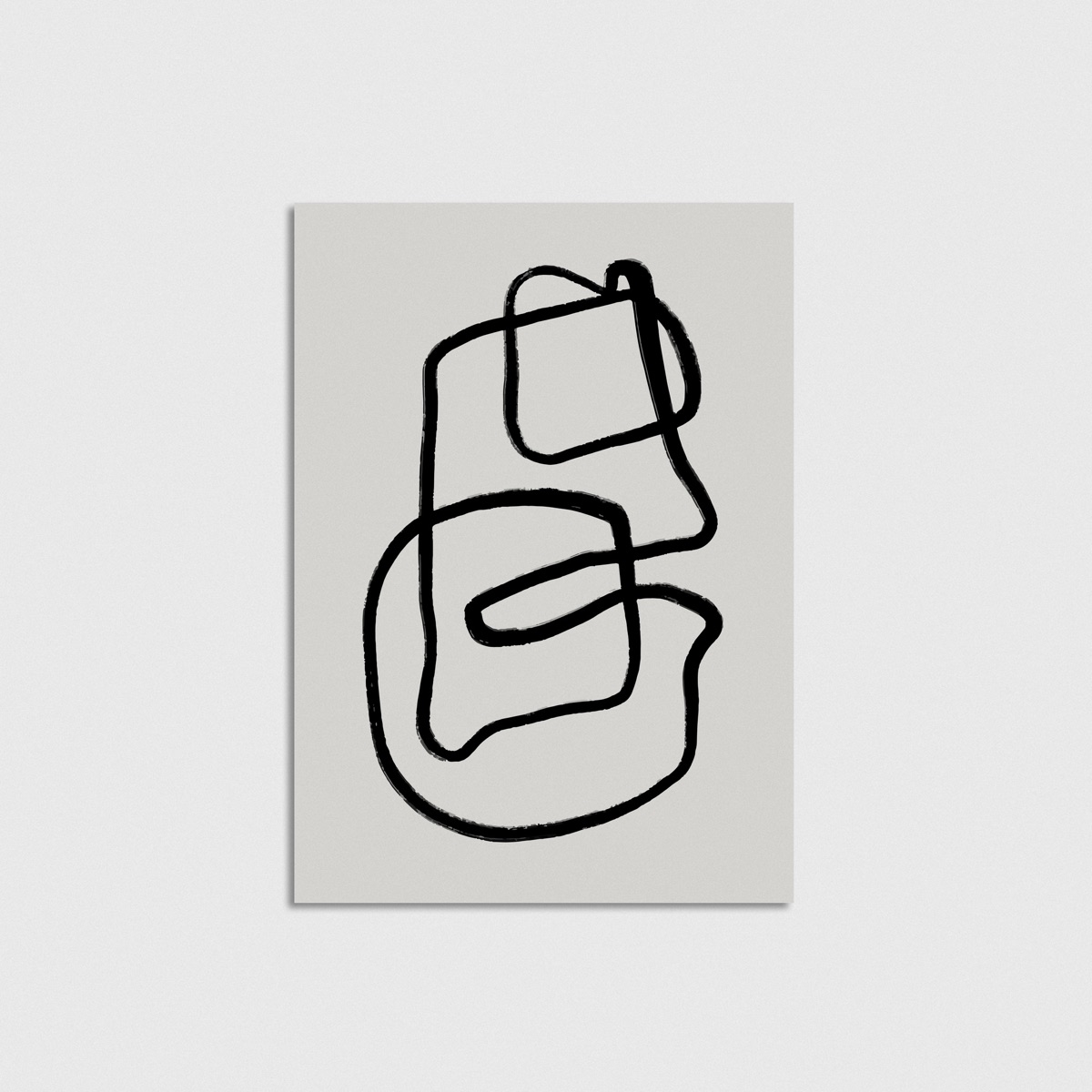Siyah Kıvrımlı Tek Çizgi line art posteri, çerçevesiz poster