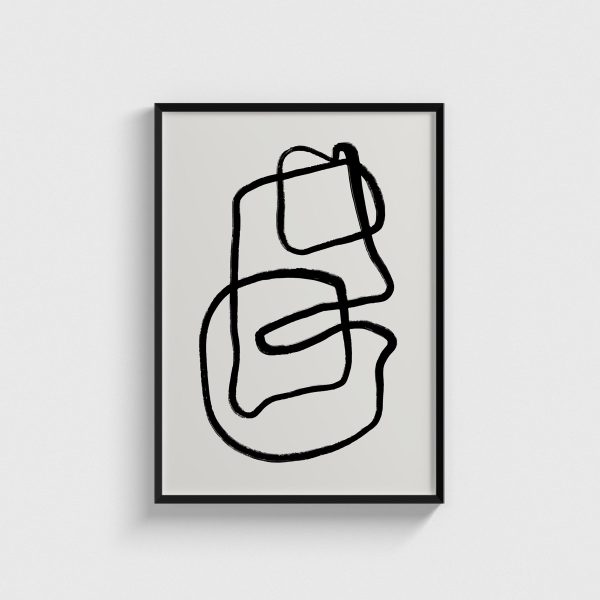 Siyah Kıvrımlı Tek Çizgi line art posteri, siyah çerçeveli tablo