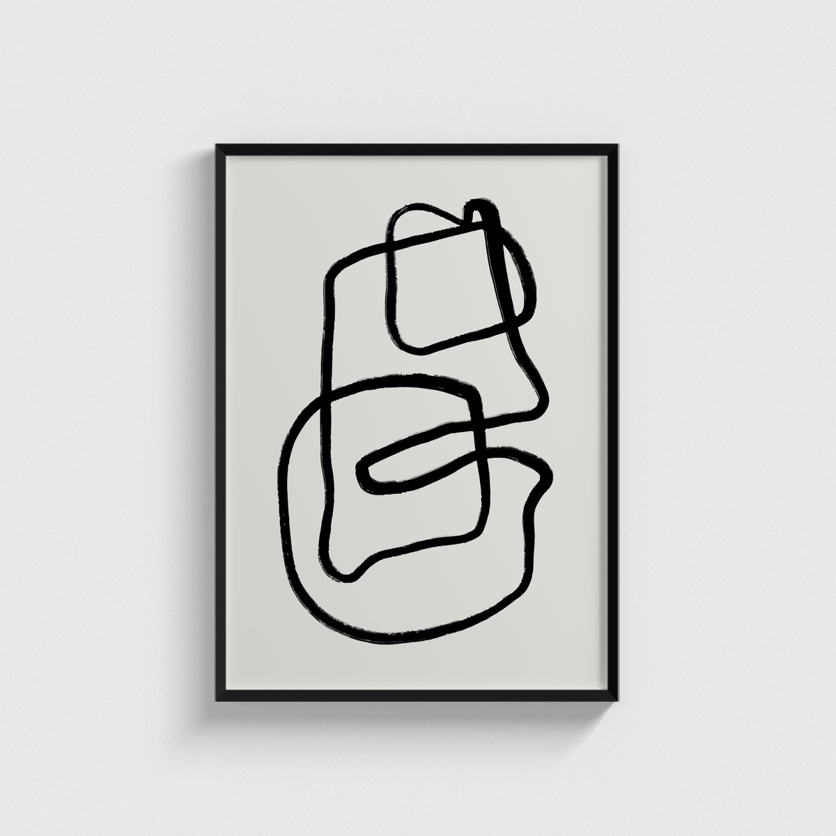 Siyah Kıvrımlı Tek Çizgi line art posteri, siyah çerçeveli tablo