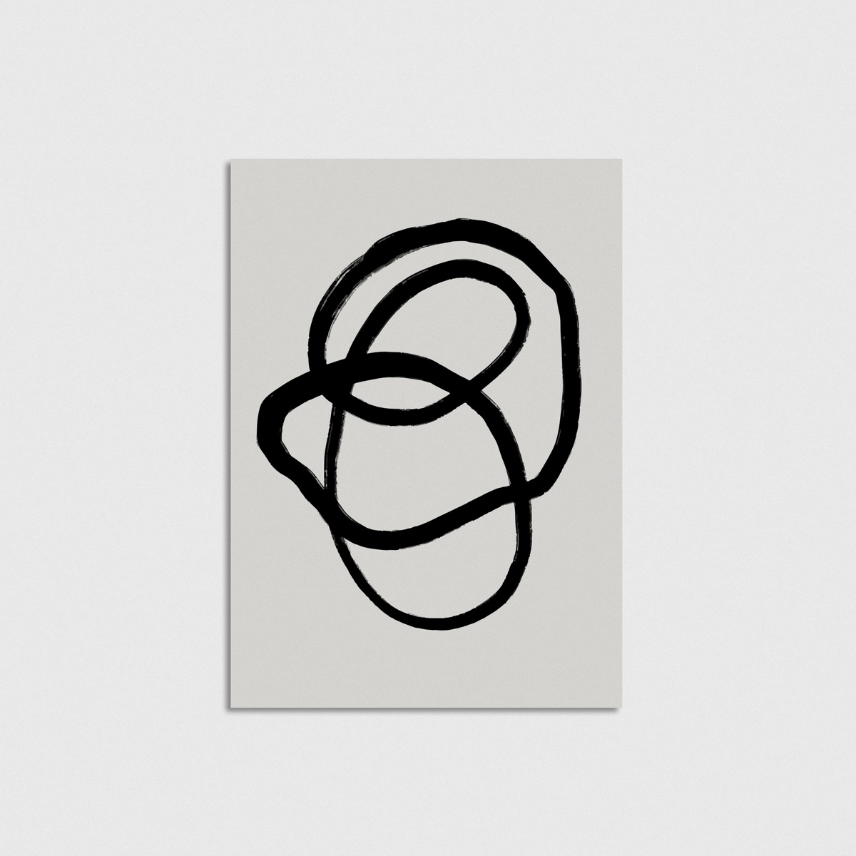 Siyah Halkalar Tek Çizgi line art posteri, çerçevesiz poster
