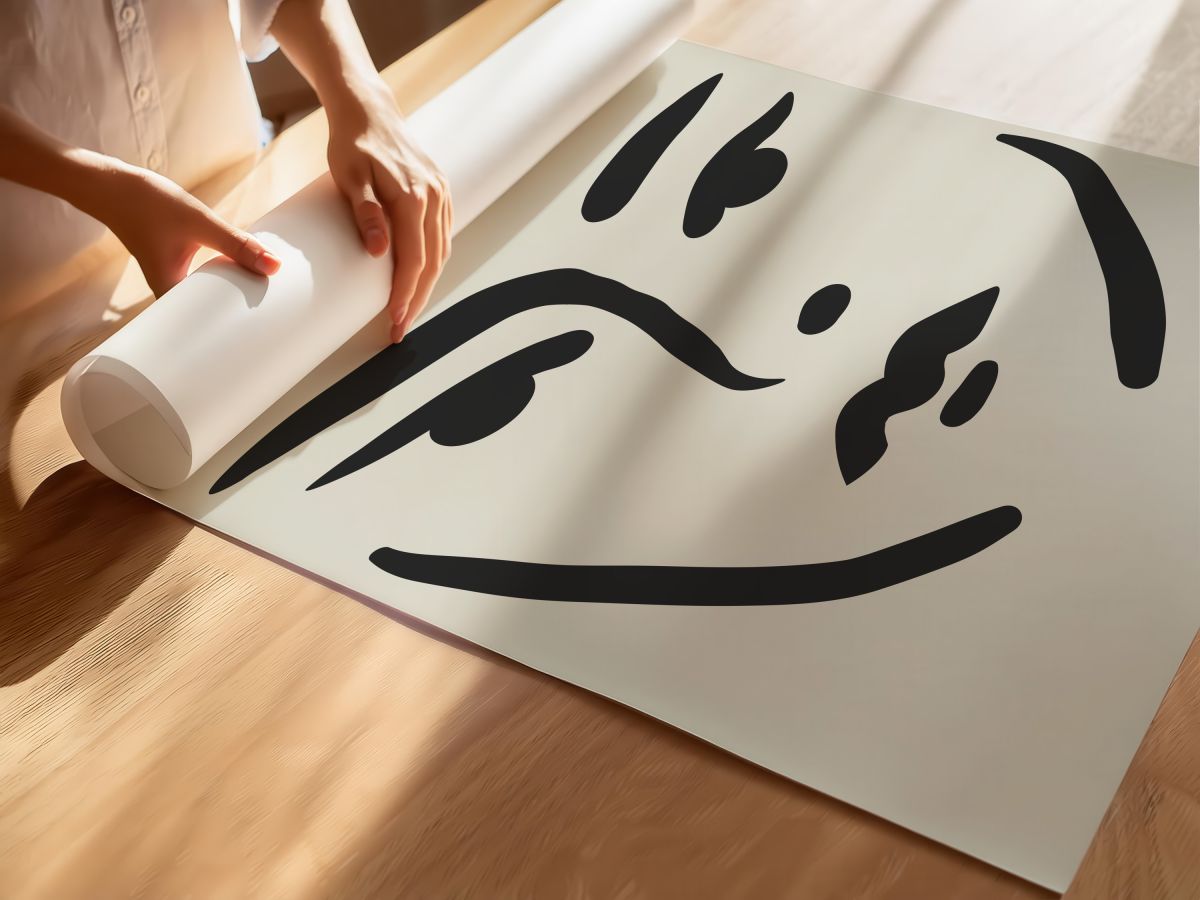 Siyah Fırça Çizgili Kadın Yüzü, rulo yapılmış çerçevesiz poster