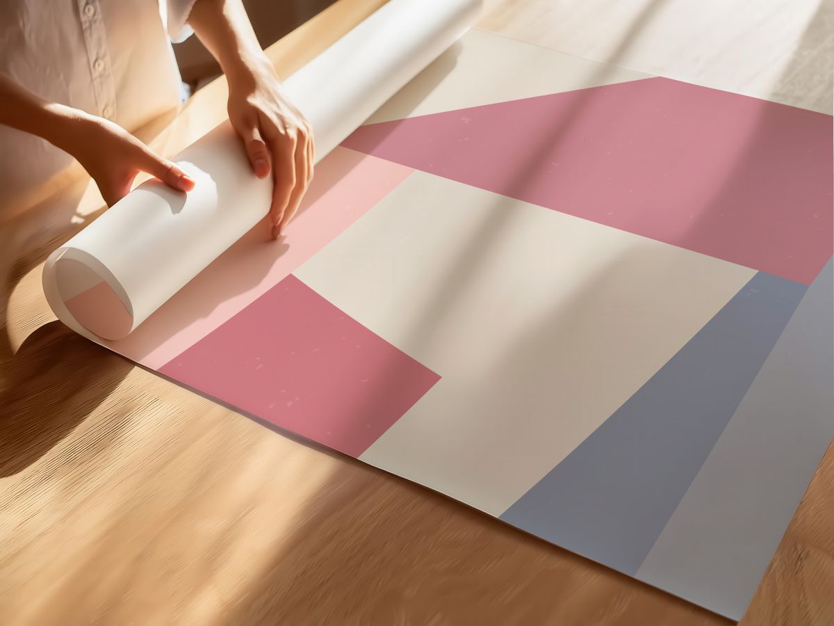 Pembe ve Gri Bloklar, rulo yapılmış çerçevesiz poster