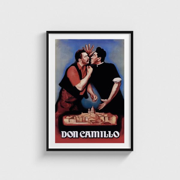 The Little World of Don Camillo film posteri, siyah çerçeveli tablo