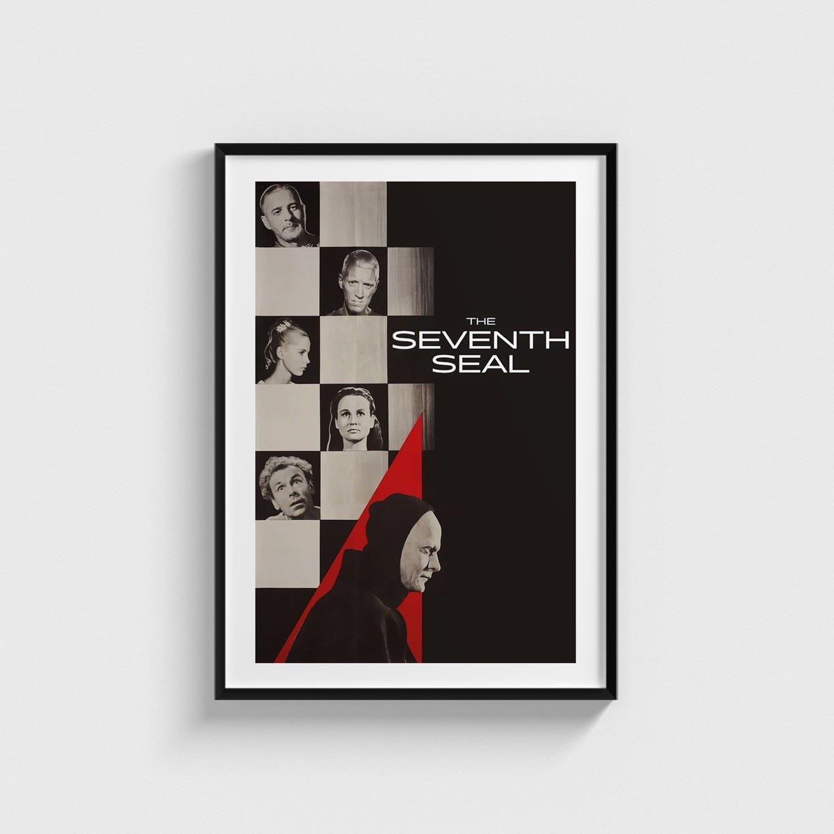 The Seventh Seal film posteri, siyah çerçeveli tablo
