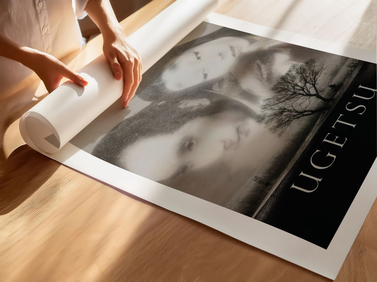 Ugetsu (1953) Film Posteri, rulo yapılmış çerçevesiz poster