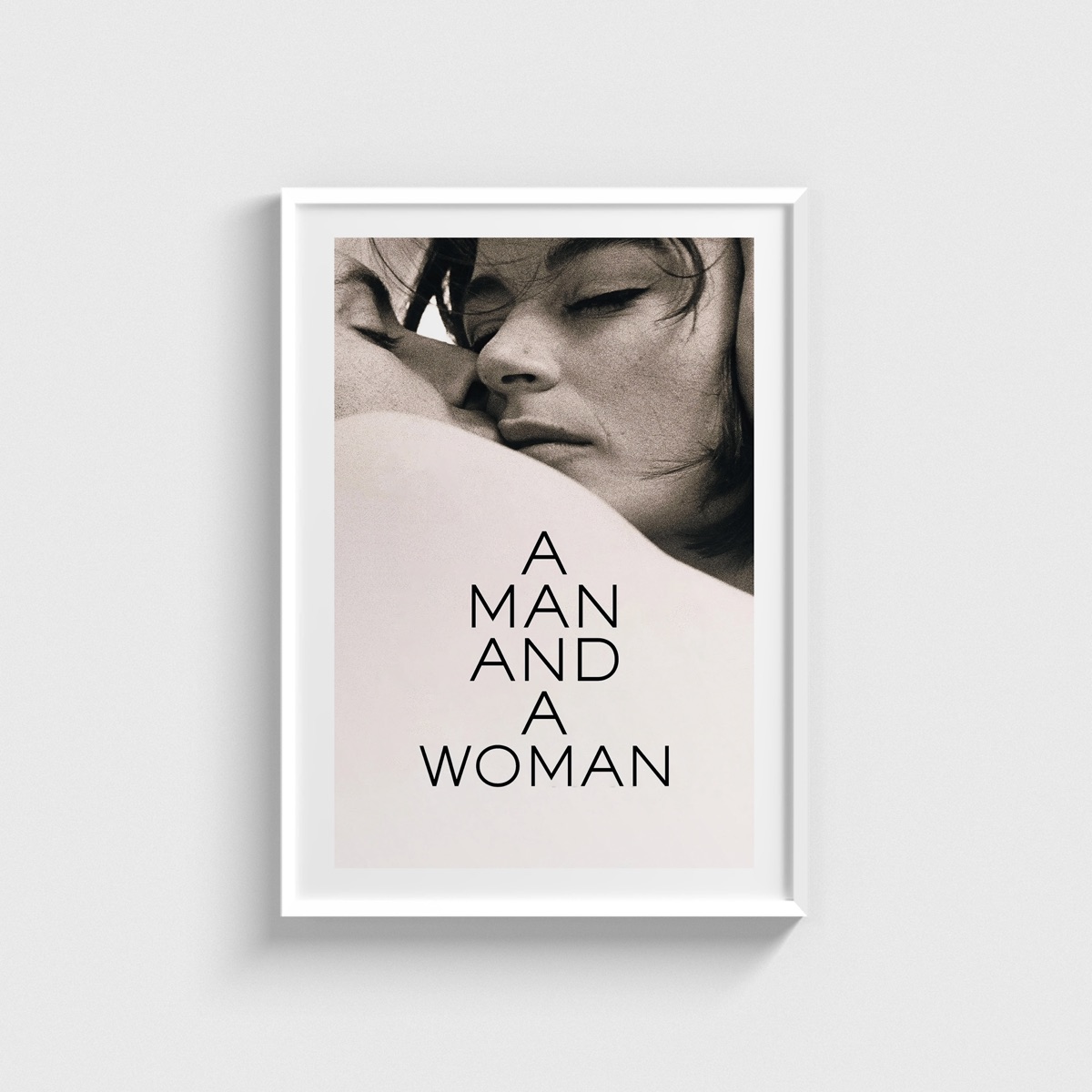 A Man and a Woman film posteri, beyaz çerçeveli tablo