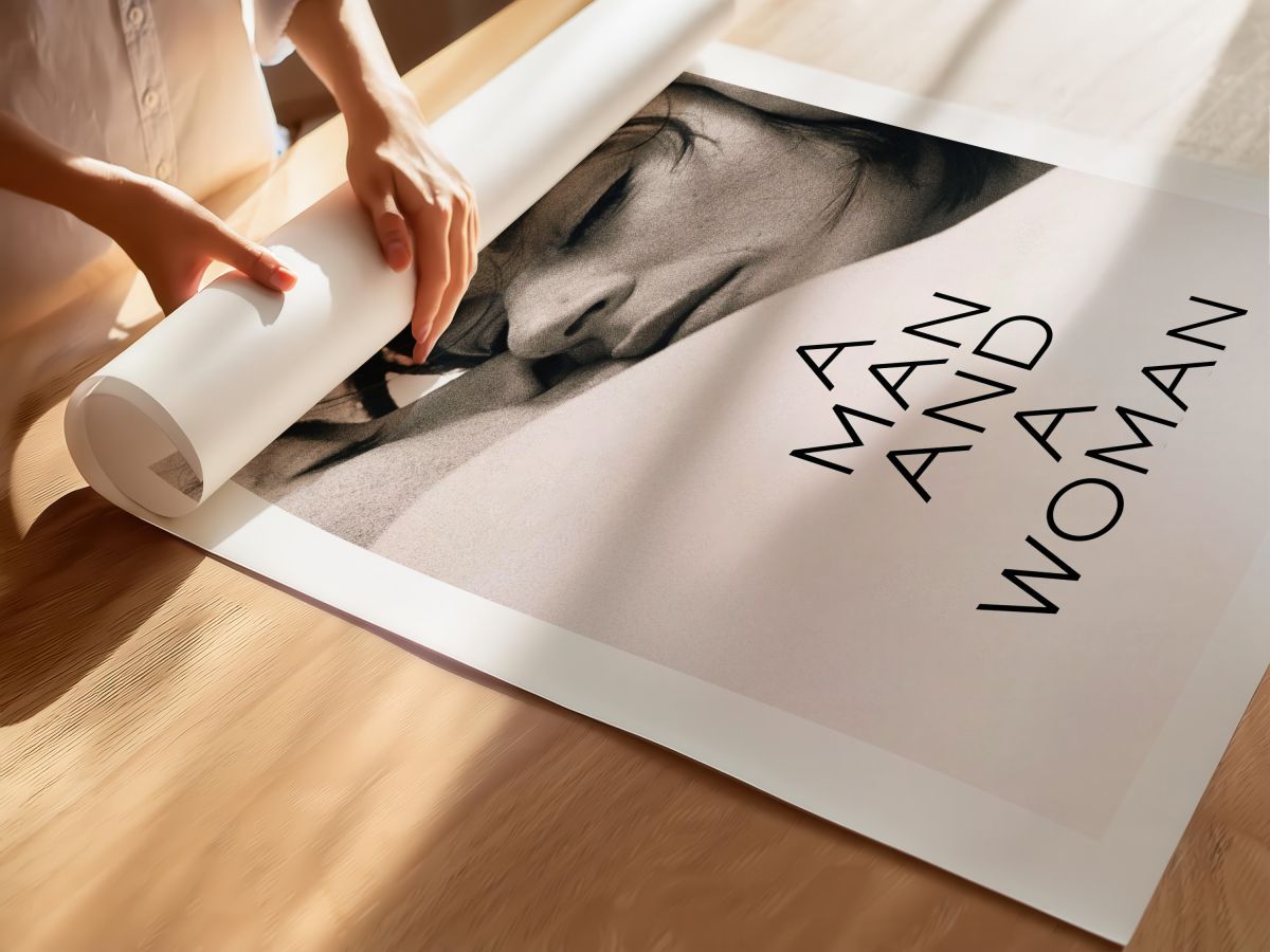 A Man and a Woman (1966) Film Posteri, rulo yapılmış çerçevesiz poster
