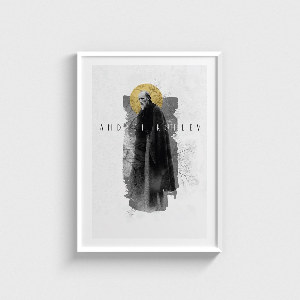Andrei Rublev film posteri, beyaz çerçeveli tablo