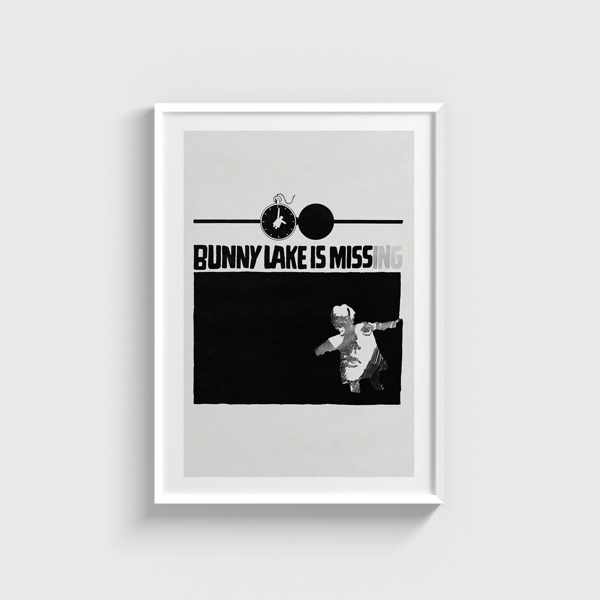 Bunny Lake Is Missing film posteri, beyaz çerçeveli tablo