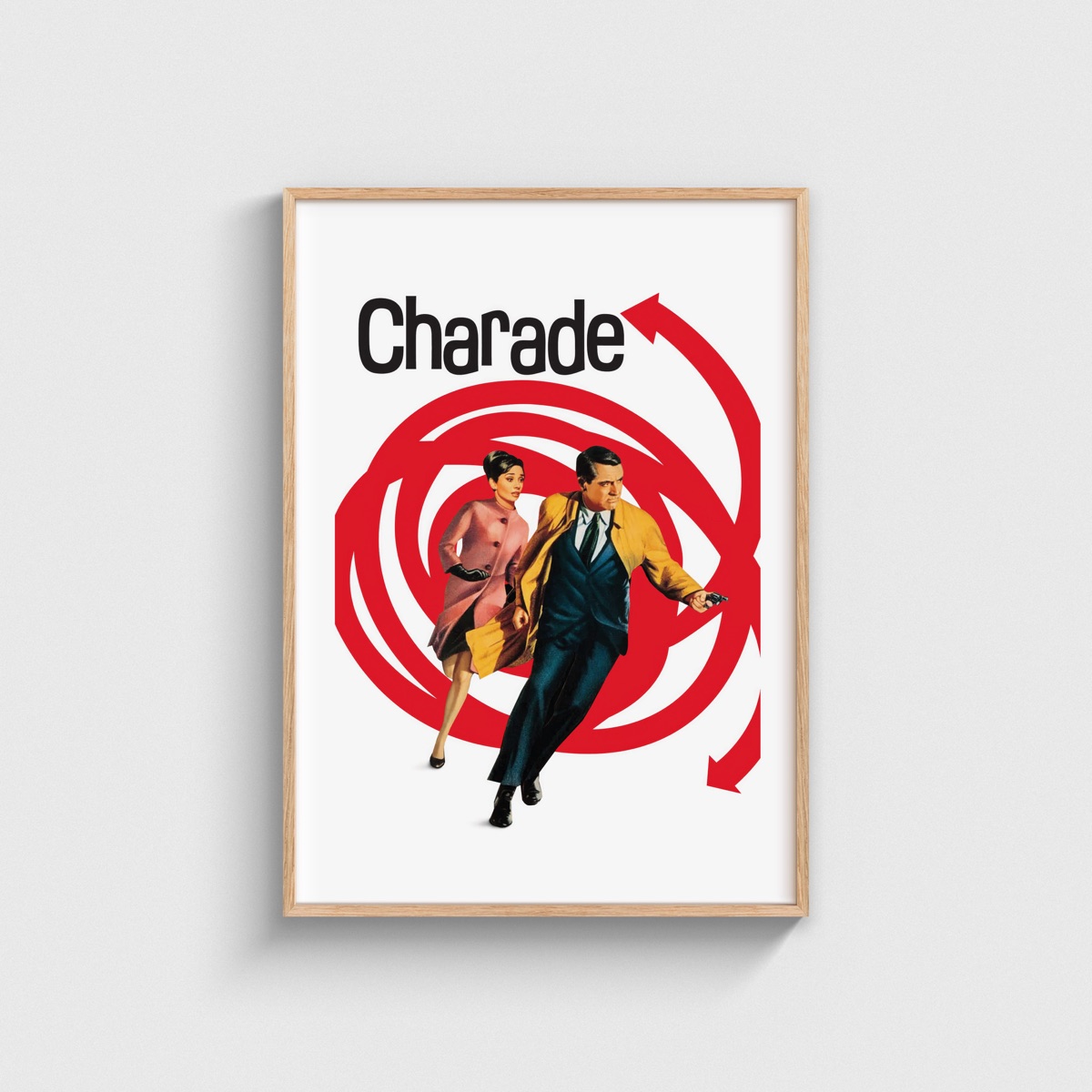 Charade film posteri, ahşap çerçeveli tablo