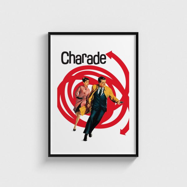Charade film posteri, siyah çerçeveli tablo