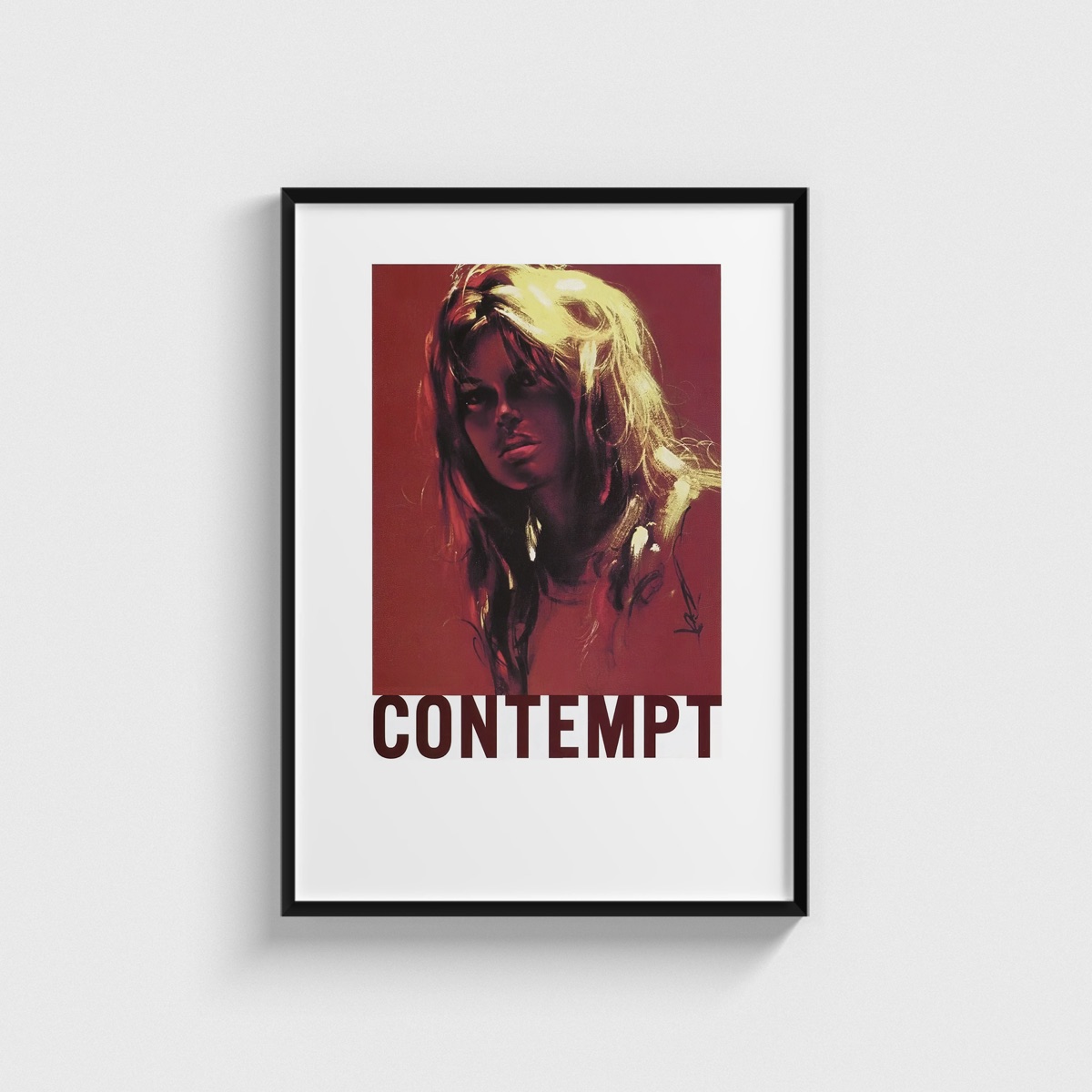 Contempt film posteri, siyah çerçeveli tablo