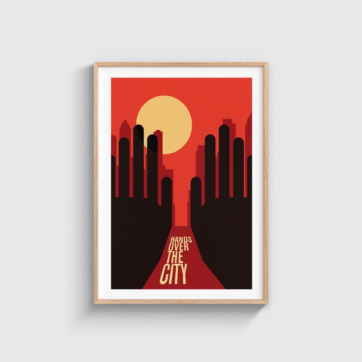 Hands over the City film posteri, ahşap çerçeveli tablo