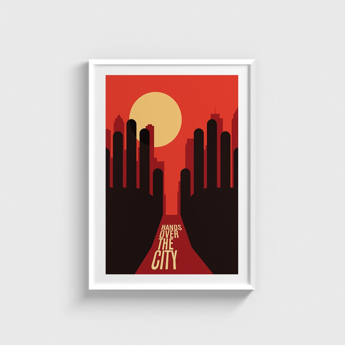 Hands over the City film posteri, beyaz çerçeveli tablo