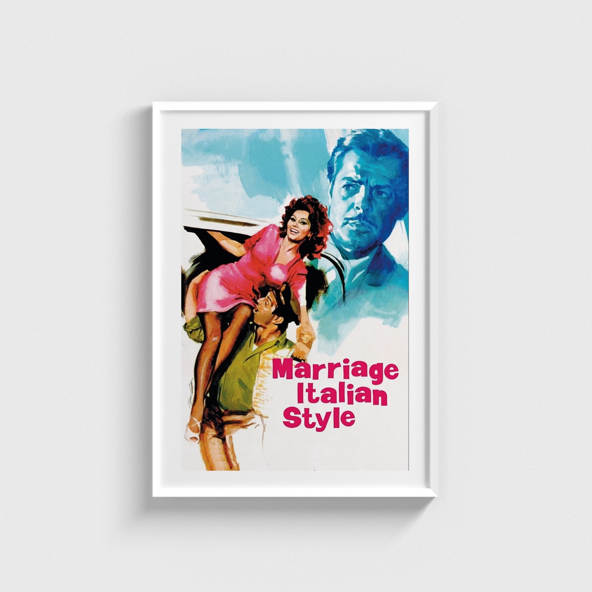 Marriage Italian Style film posteri, beyaz çerçeveli tablo