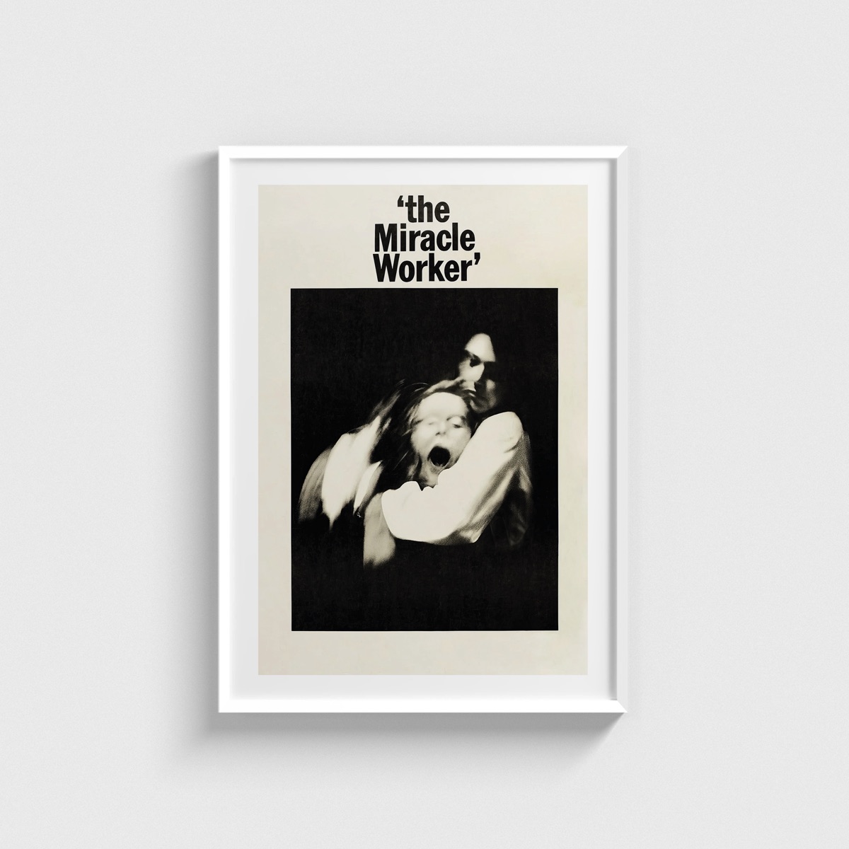 The Miracle Worker film posteri, beyaz çerçeveli tablo