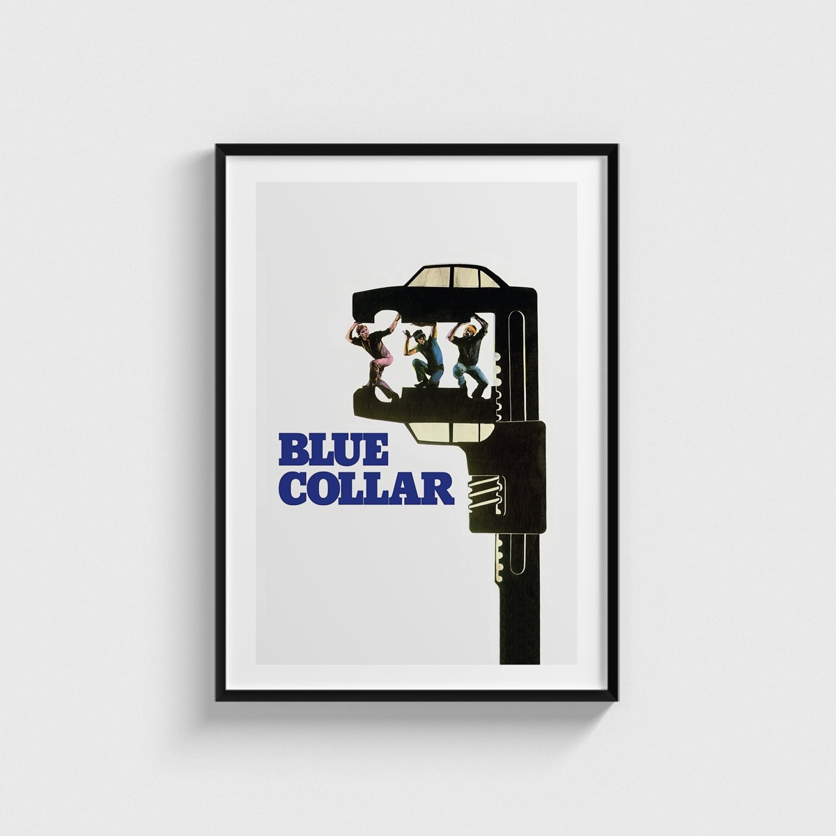 Blue Collar film posteri, siyah çerçeveli tablo