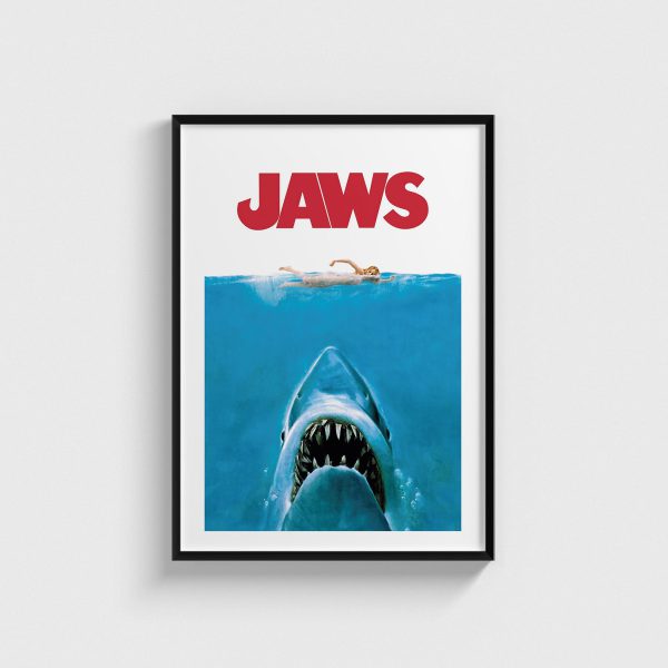 Jaws film posteri, siyah çerçeveli tablo