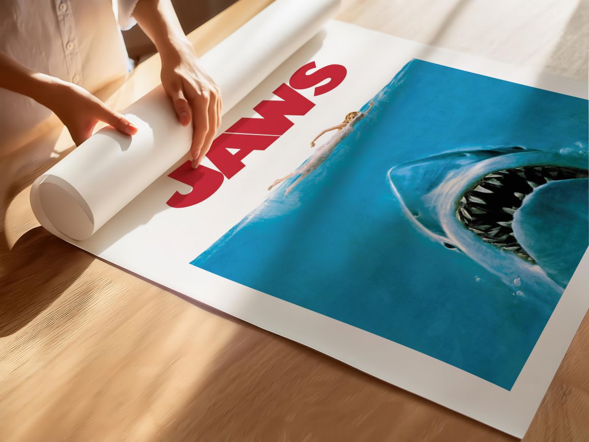 Jaws (1975) Film Posteri, rulo yapılmış çerçevesiz poster