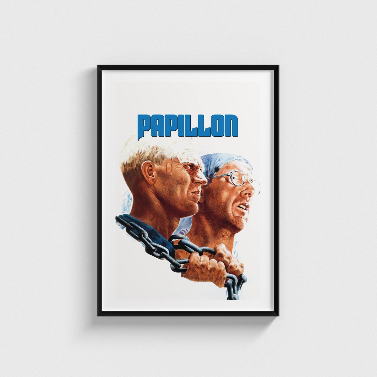 Papillon (1973) film posteri, siyah çerçeveli tablo