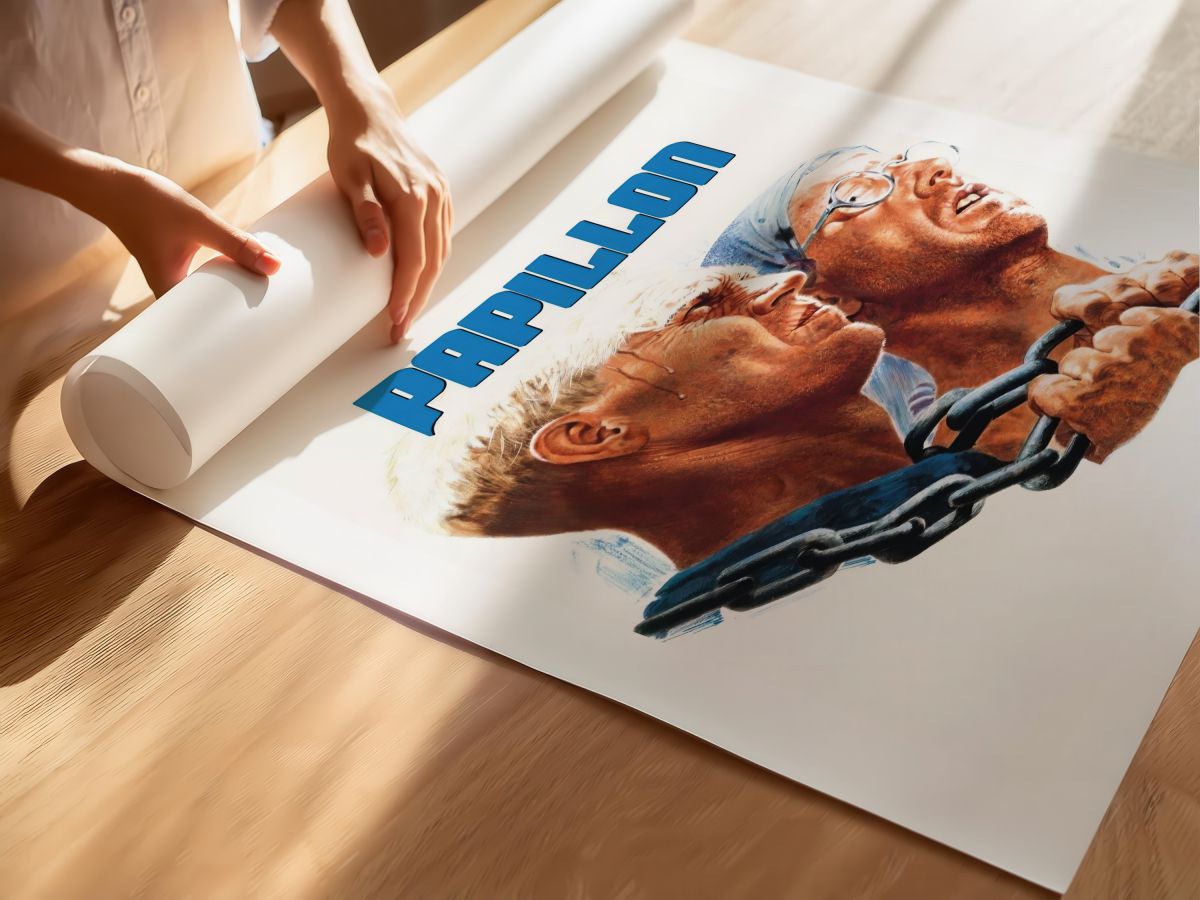Papillon (1973) Film Posteri, rulo yapılmış çerçevesiz poster