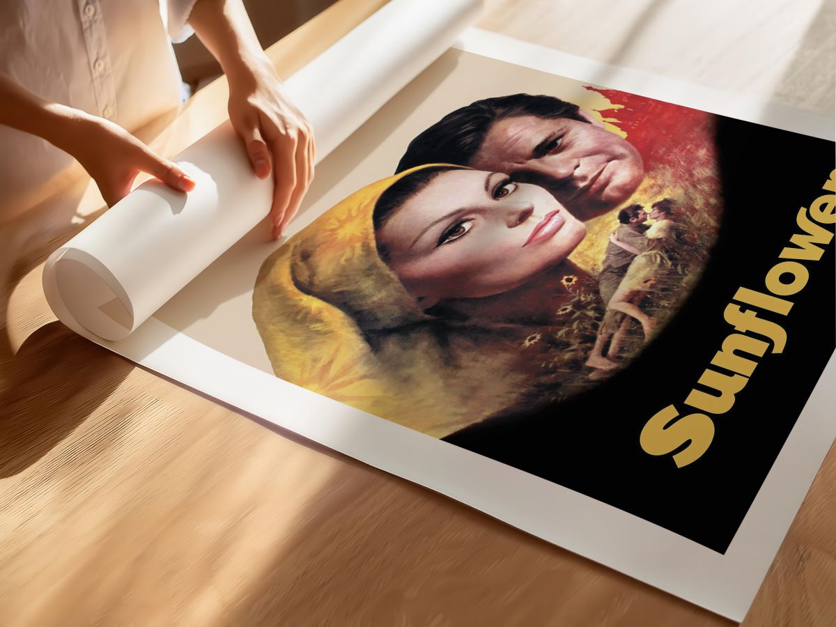 Sunflower (1970) Film Posteri, rulo yapılmış çerçevesiz poster