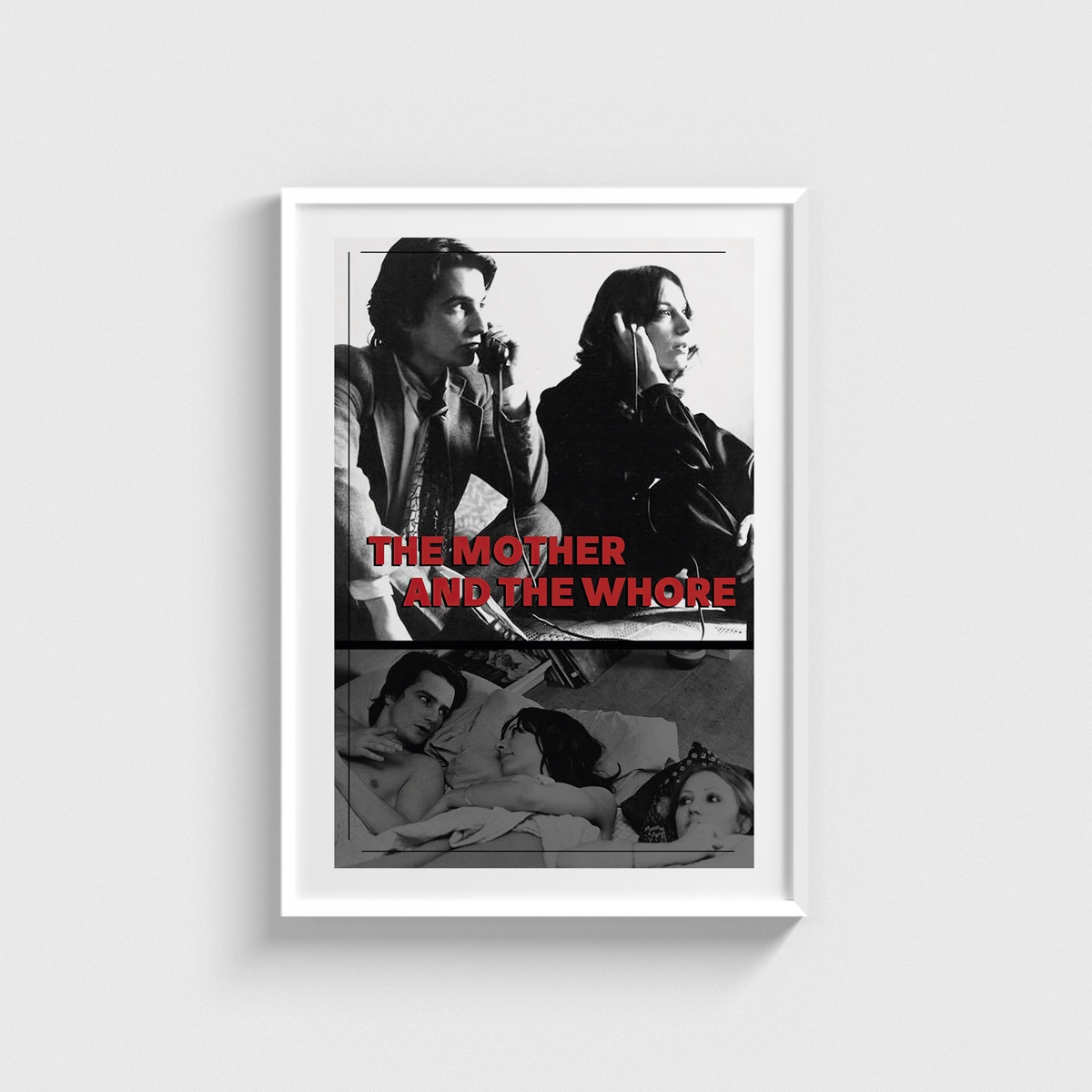 The Mother and the Whore film posteri, beyaz çerçeveli tablo