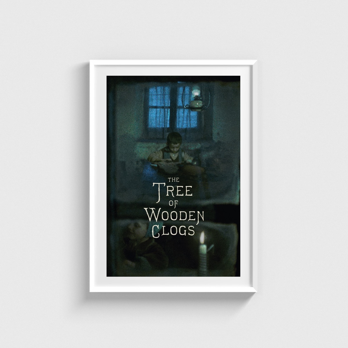 The Tree of Wooden Clogs film posteri, beyaz çerçeveli tablo