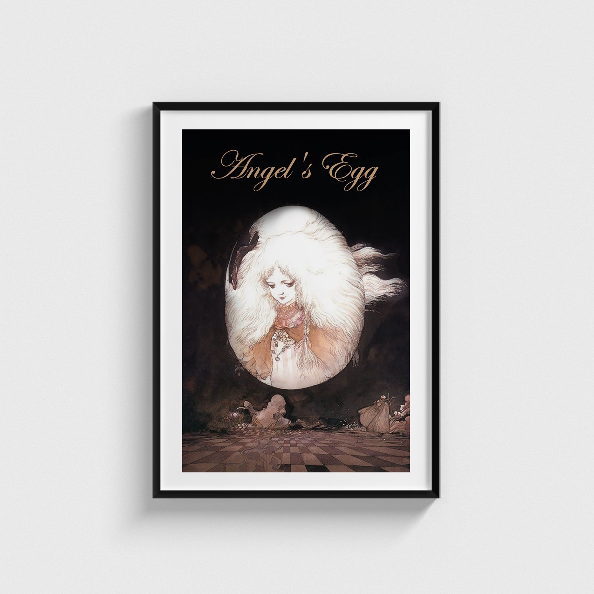Angel's Egg film posteri, siyah çerçeveli tablo