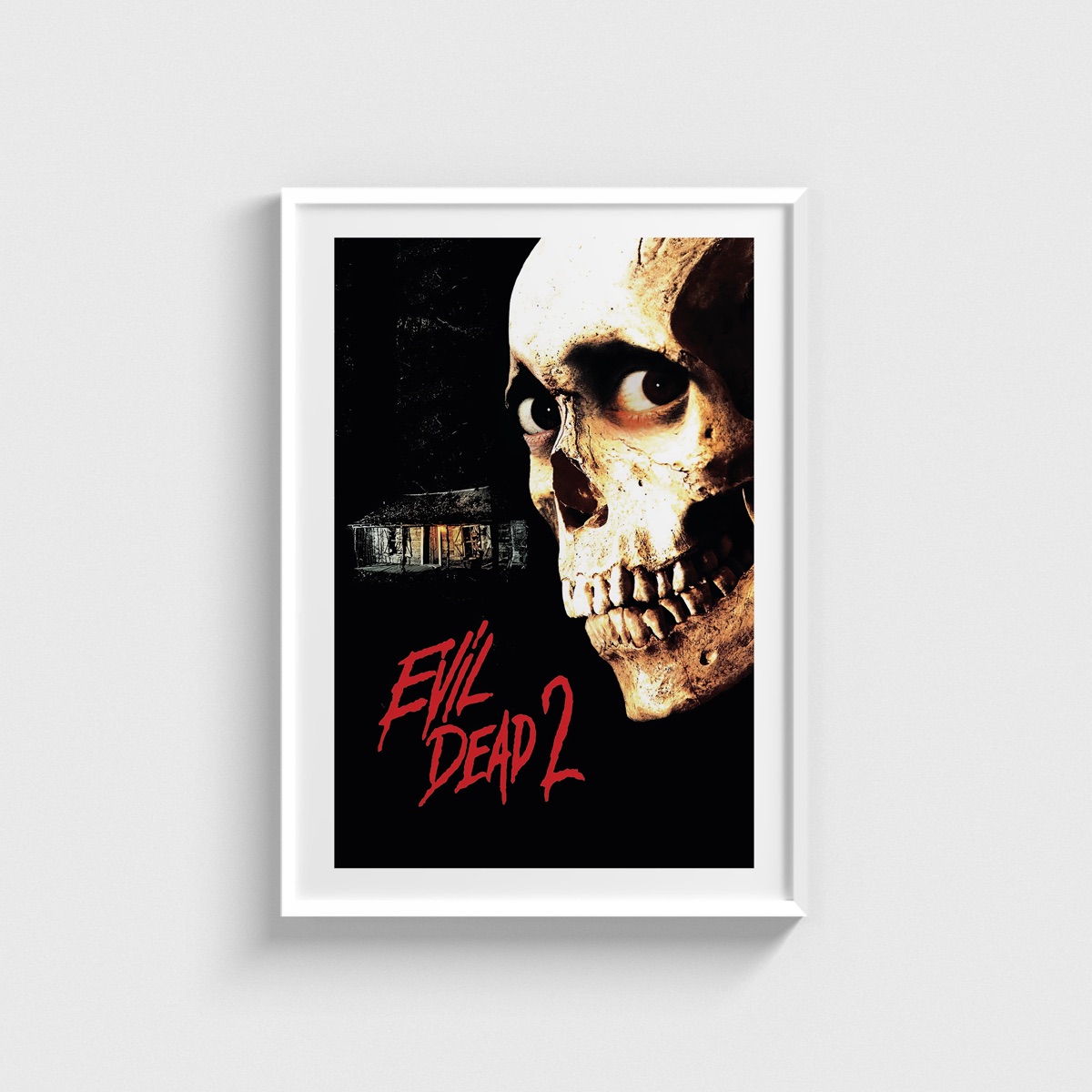 Evil Dead II film posteri, beyaz çerçeveli tablo