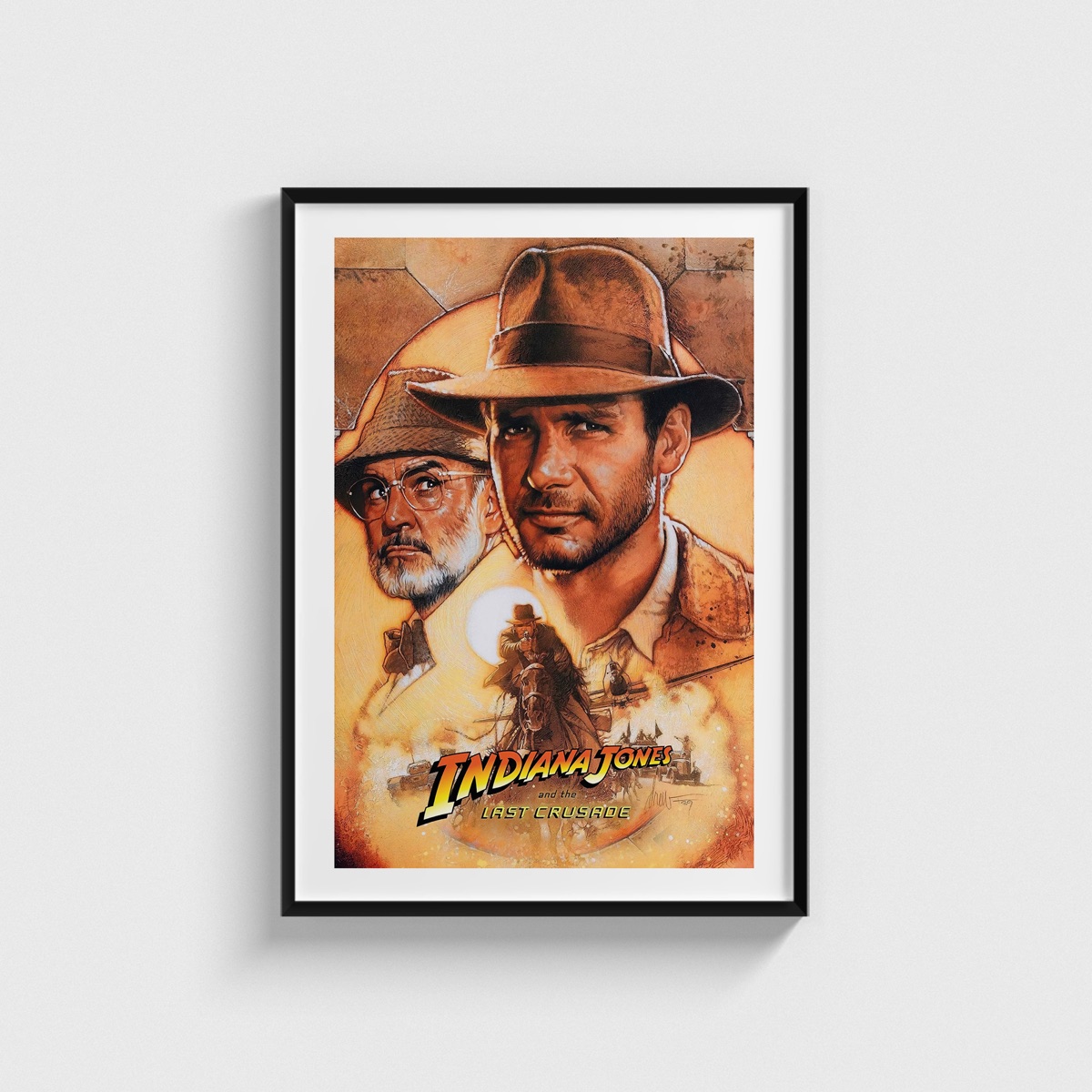 Indiana Jones and the Last Crusade film posteri, siyah çerçeveli tablo