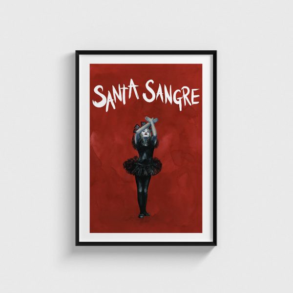 Santa Sangre film posteri, siyah çerçeveli tablo