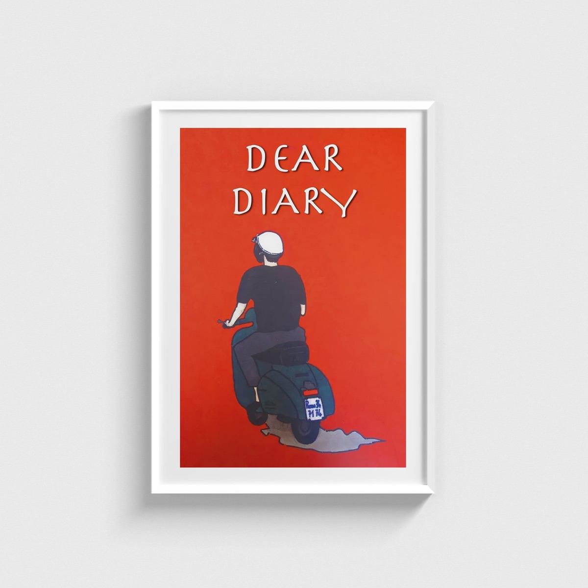 Caro diario film posteri, beyaz çerçeveli tablo