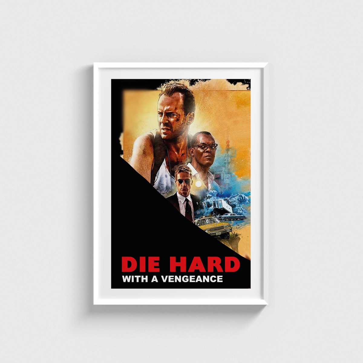 Die Hard With a Vengeance film posteri, beyaz çerçeveli tablo