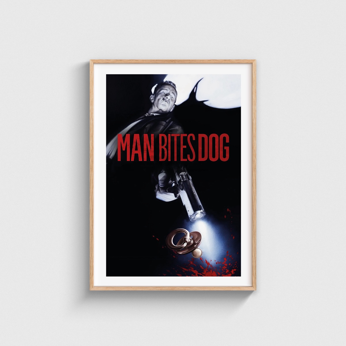 Man Bites Dog film posteri, ahşap çerçeveli tablo