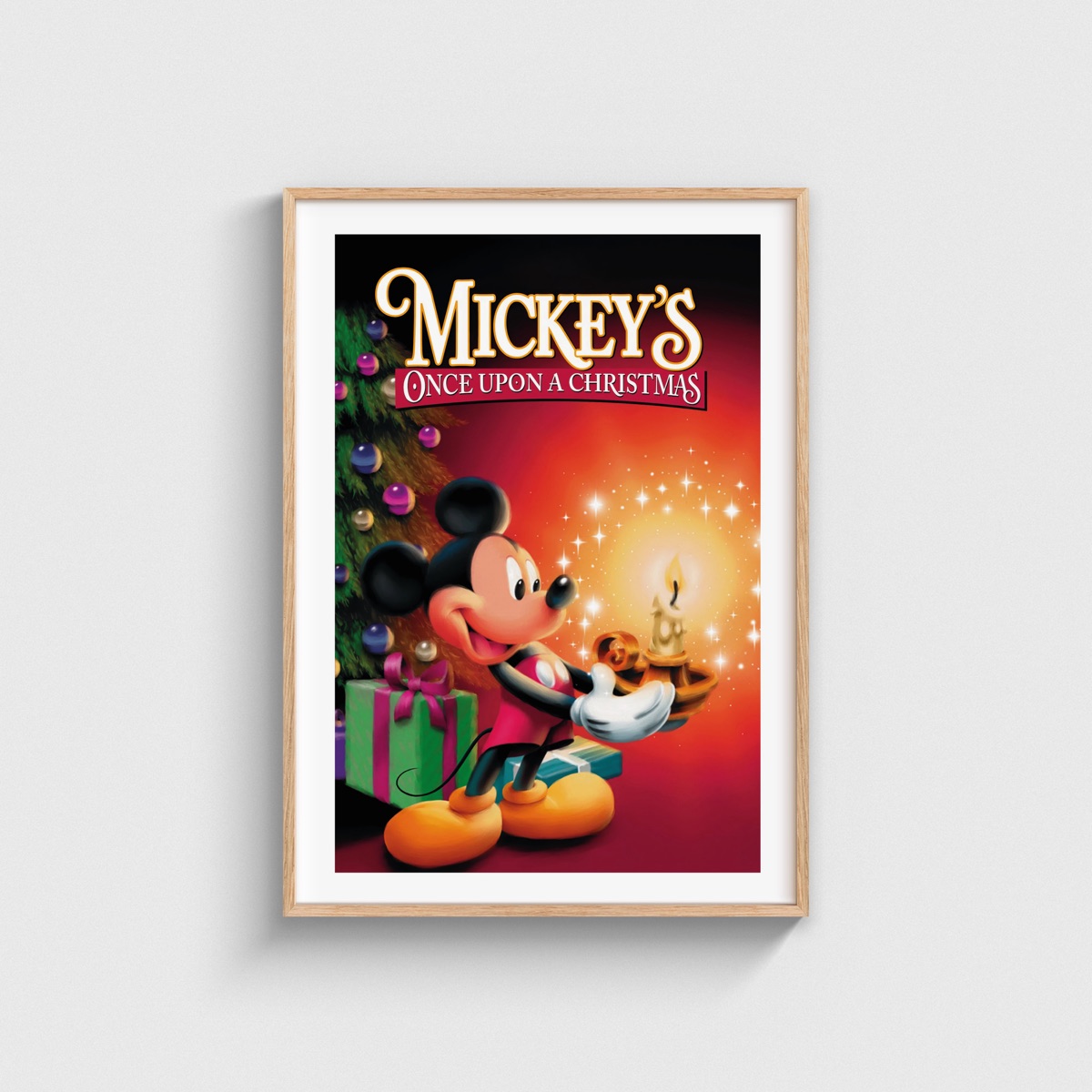 Mickey's Once Upon a Christmas film posteri, ahşap çerçeveli tablo